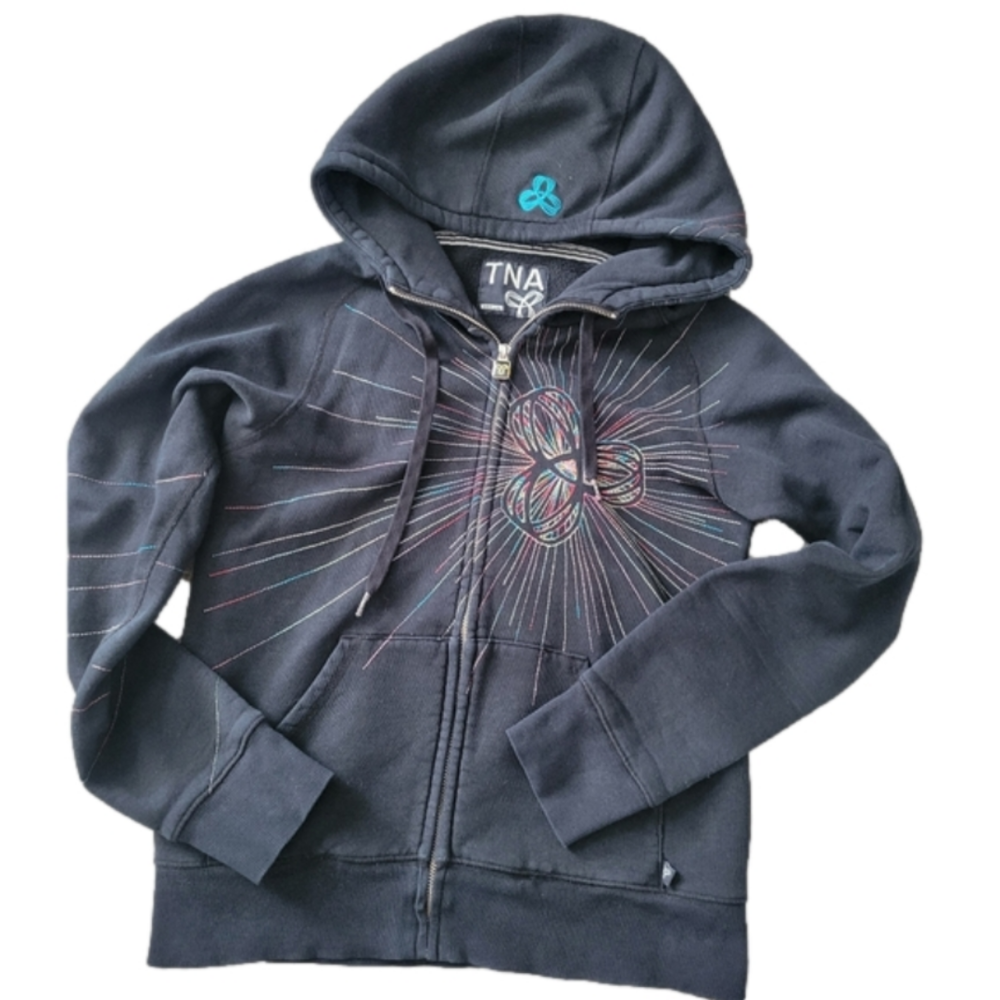TNA Sunburst Logo Zip Up Hoodie sz M - Good Condition